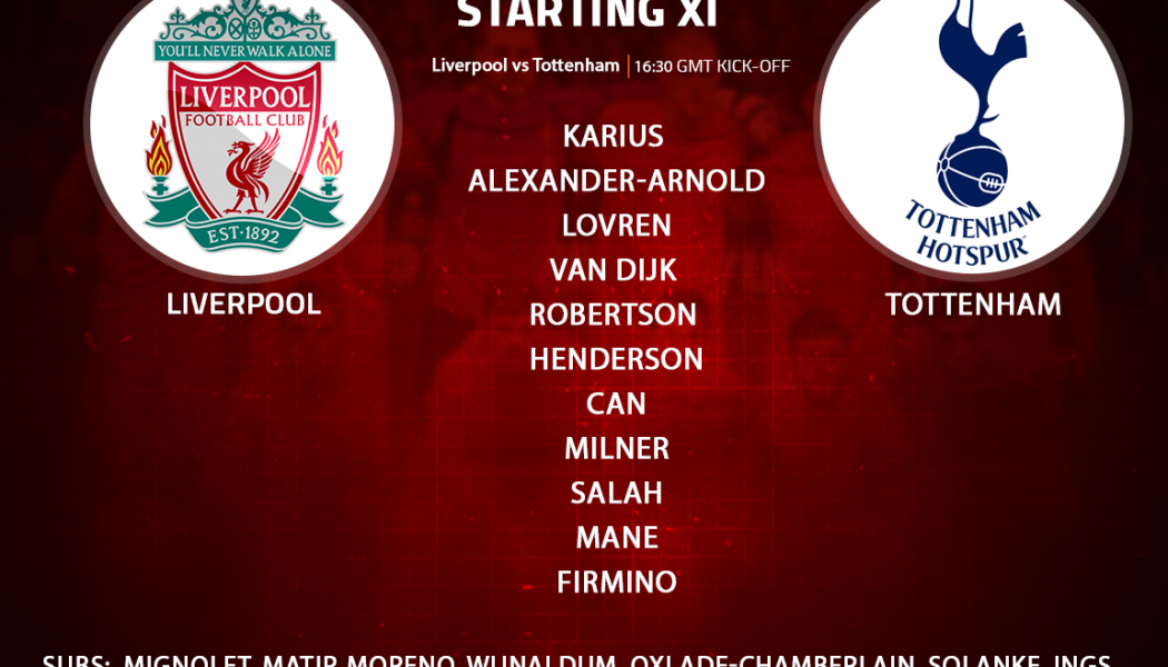 Liverpool team v Tottenham