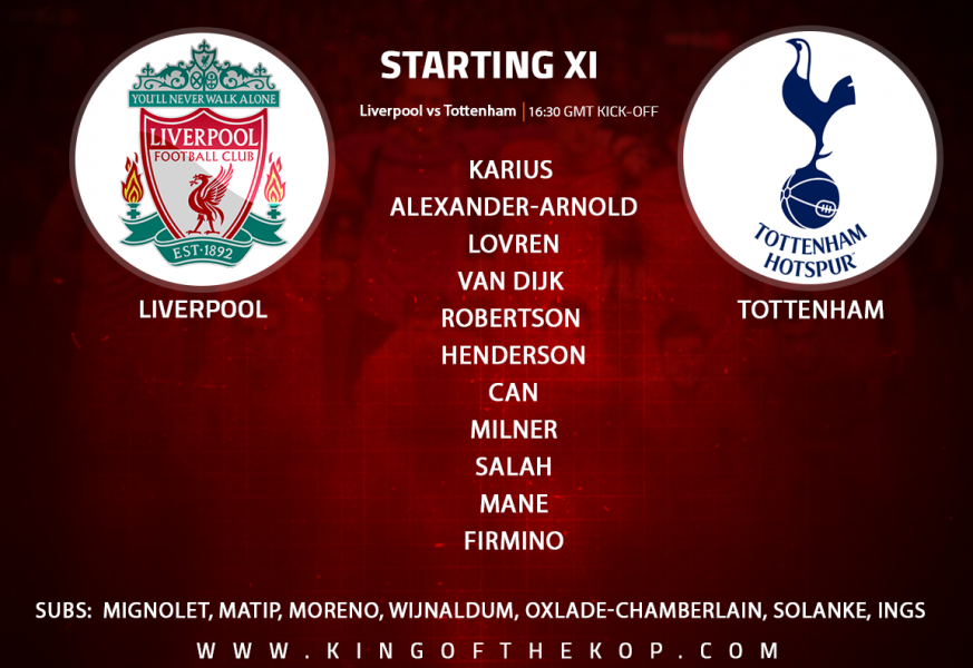 Liverpool team v Tottenham