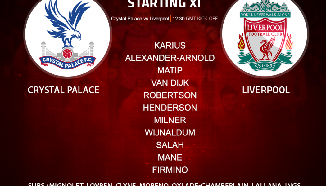 Liverpool team v Crystal Palace 31 March 2018