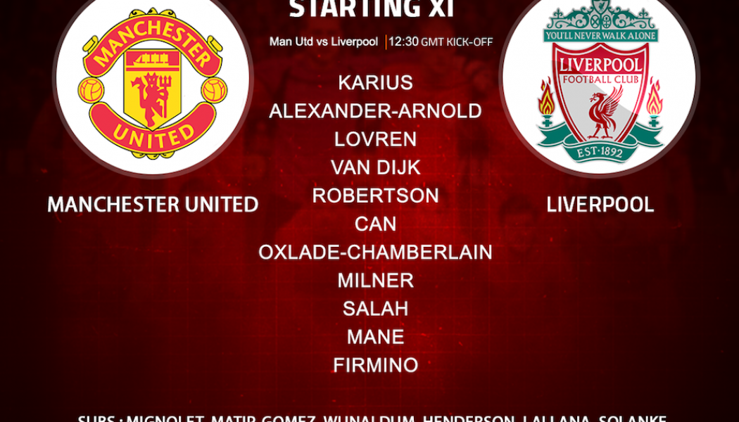 Liverpool team v Manchester United 10 March, 2018