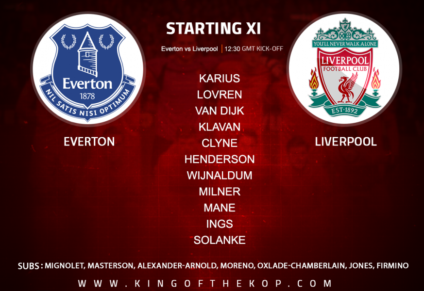 Liverpool team v Everton 7 April, 2018