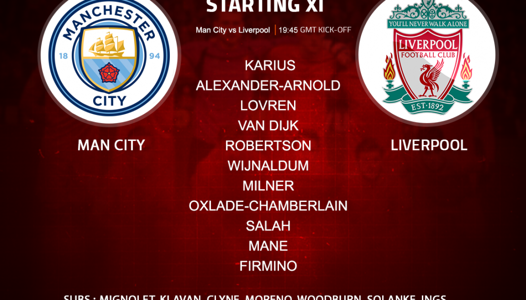 Liverpool team v Manchester City on 10 April, 2018