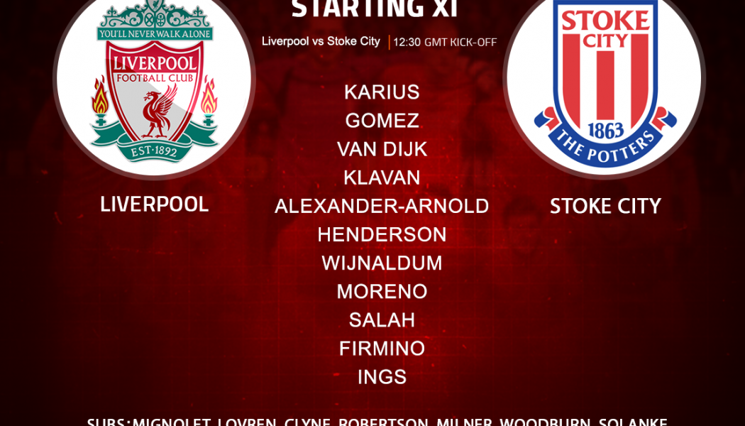 Liverpool team v Stoke City at Anfield 28 April, 2018