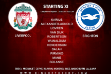 Liverpool team v Brighton in the Premier League at Anfield on Sunday 13 May 2018