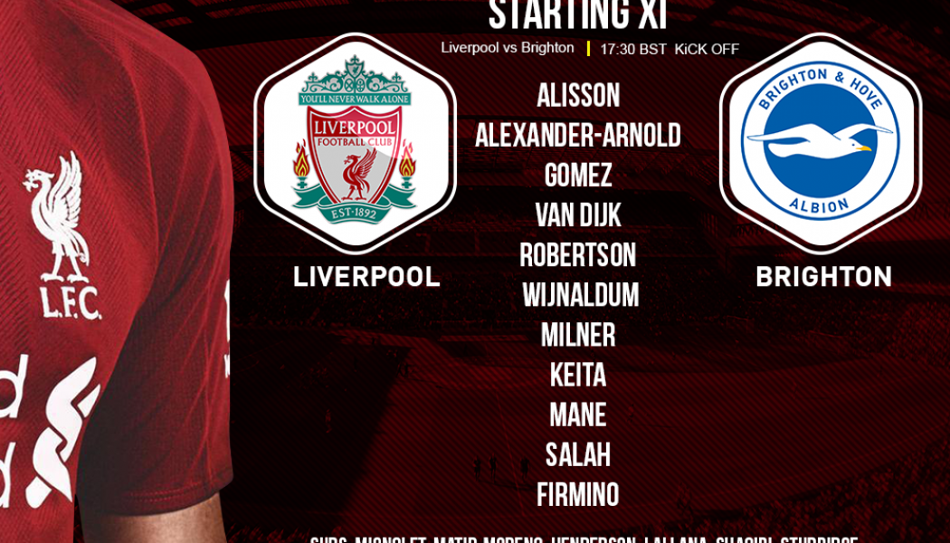 Liverpool team v Brighton 25 August 2018