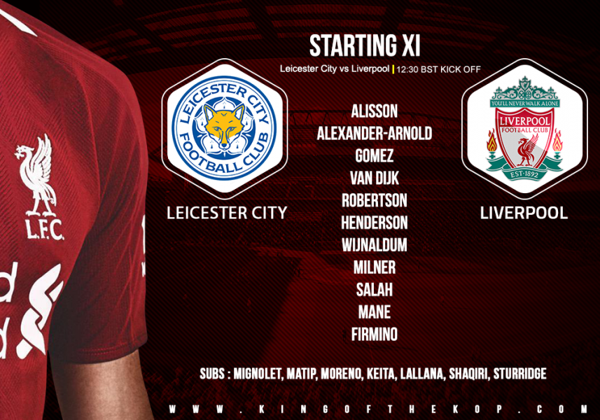 Liverpool team v Leicester City Saturday 1 September