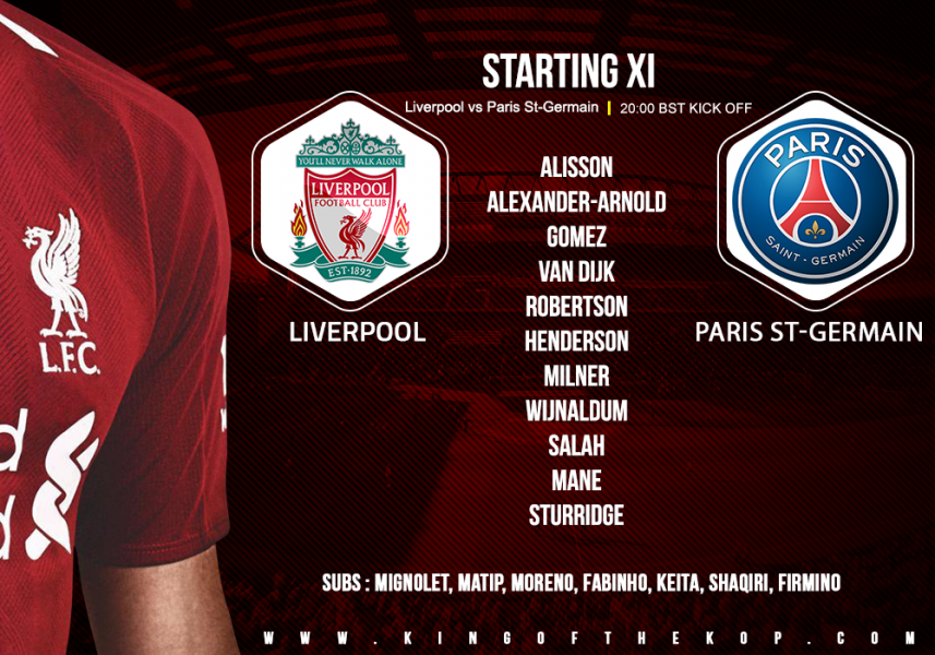 Liverpool v Paris Saint-Germain 18 September 2018