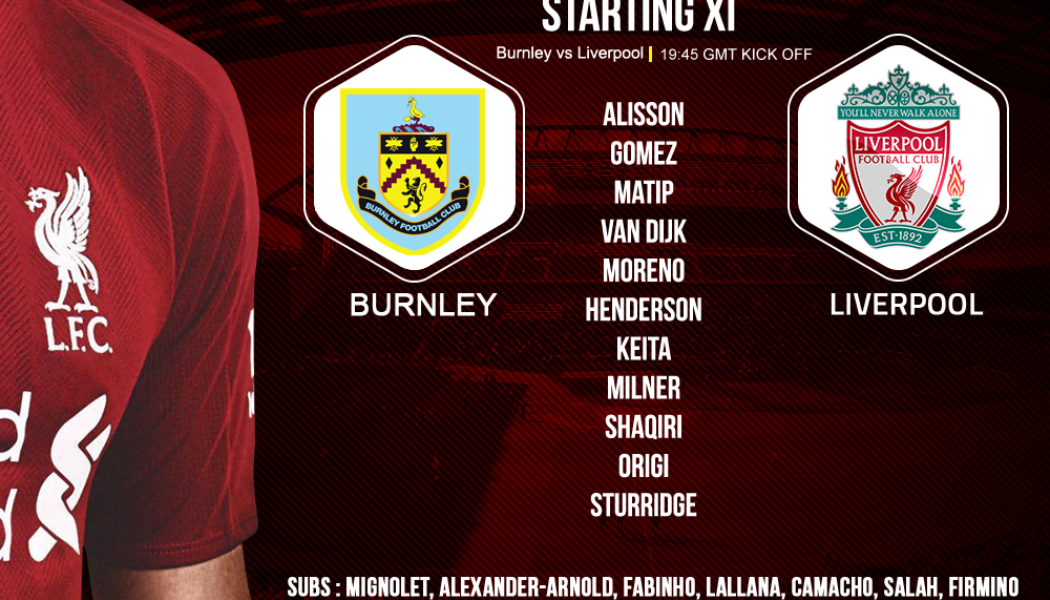 Liverpool team v Burnley 5 December 2018