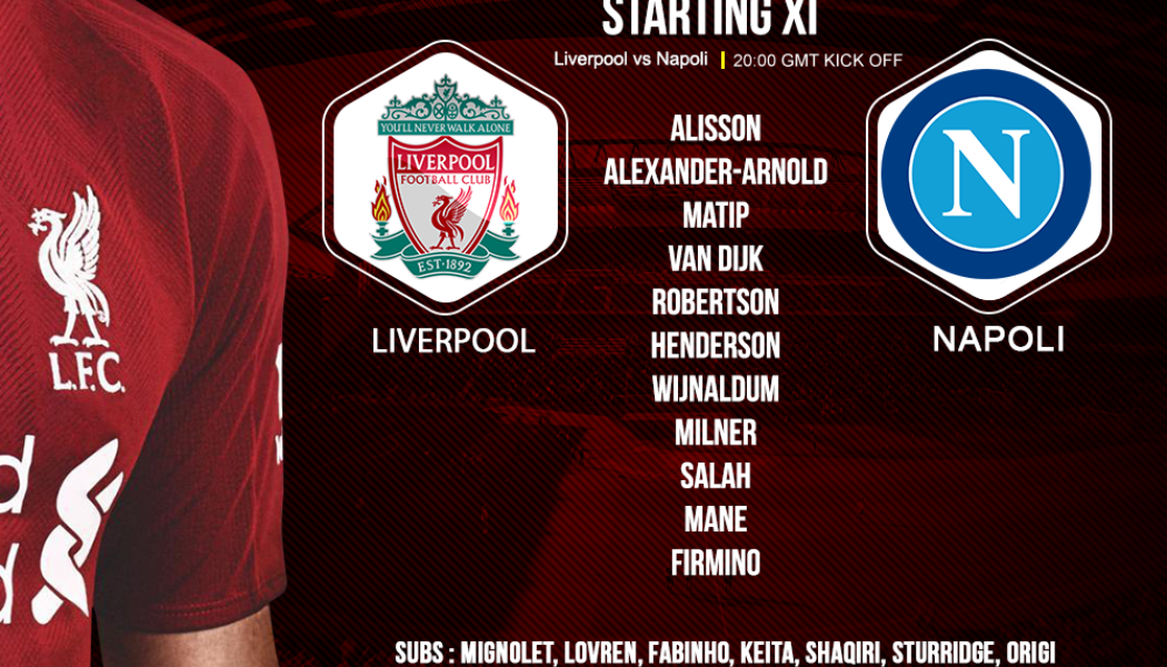 Liverpool team v Napoli champions league 11 December 2018