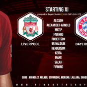 Confirmed: Liverpool team v Bayern Munich