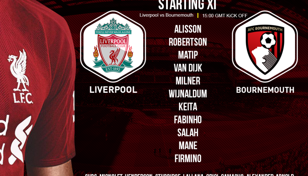 Liverpool team v Bournemouth 9 February 2019