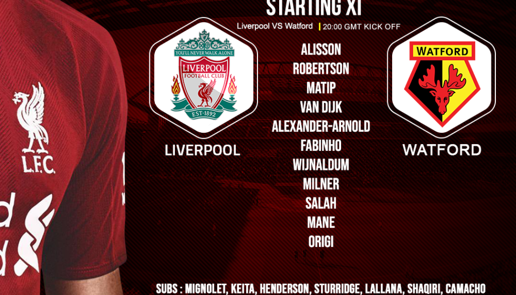 Liverpool team v Watford 27 February 2019