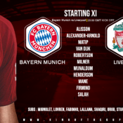 Confirmed: Liverpool team v Bayern Munich