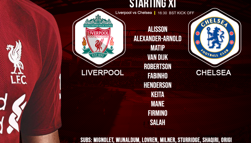 Confirmed: Liverpool team v Chelsea