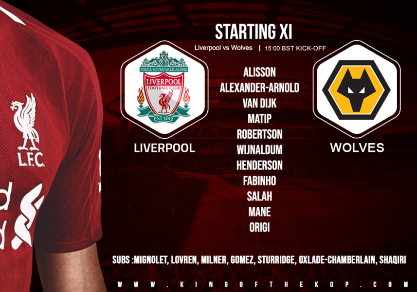 Liverpool team v Wolves 12 May 2019