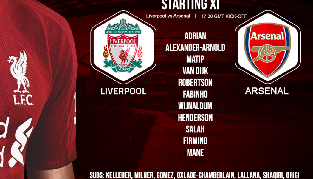 Confirmed: Liverpool team v Arsenal