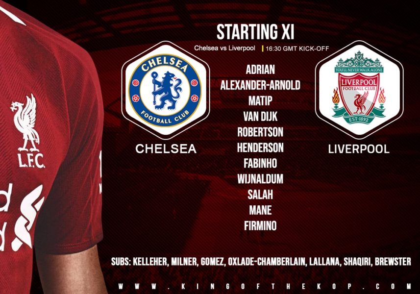 Confirmed: Liverpool team v Chelsea