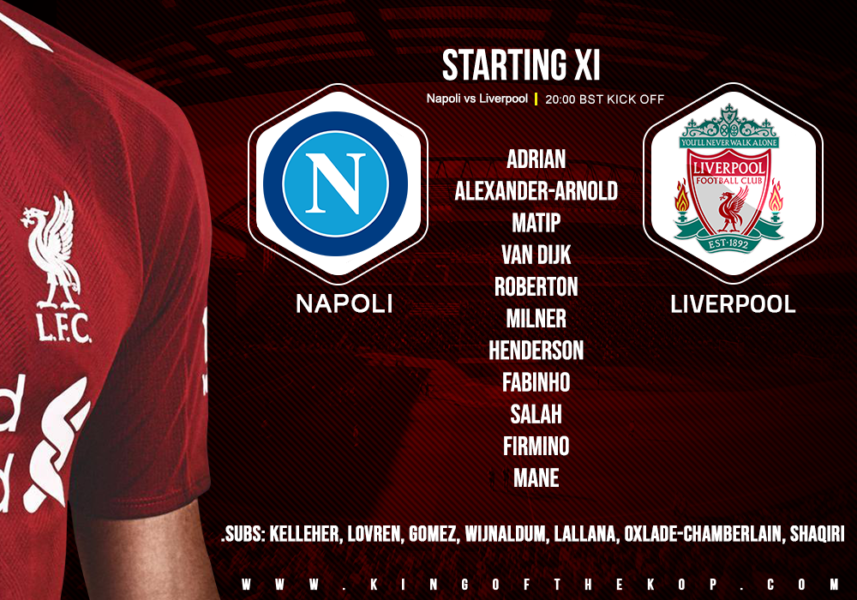 Confirmed: Liverpool team v Napoli