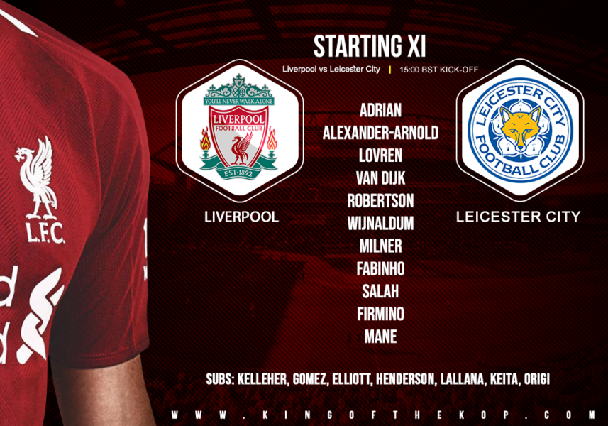 Confirmed: Liverpool team v Leicester