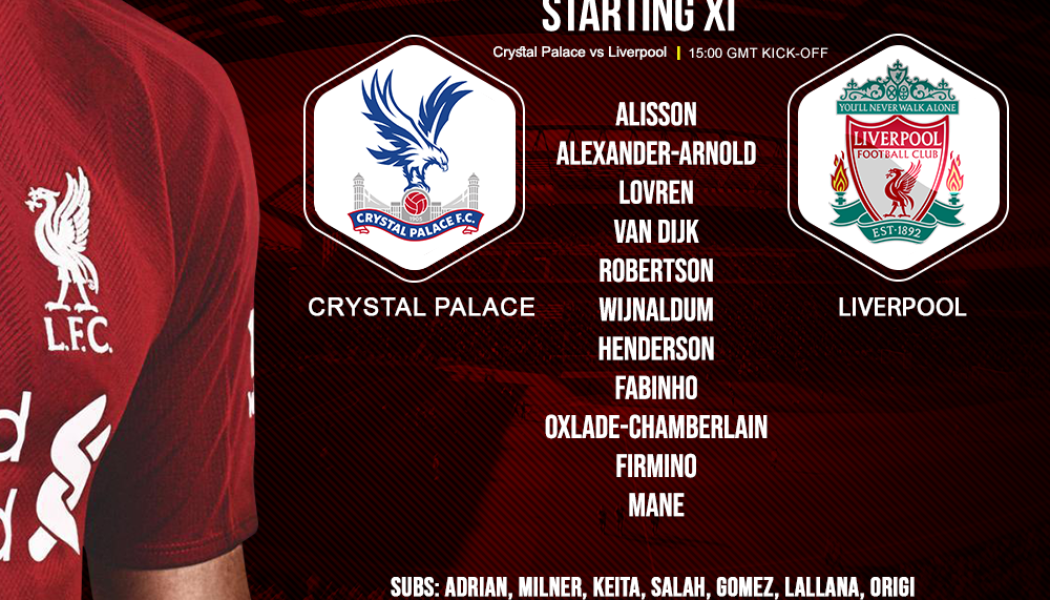 Liverpool team v Crystal Palace 23 November 2019