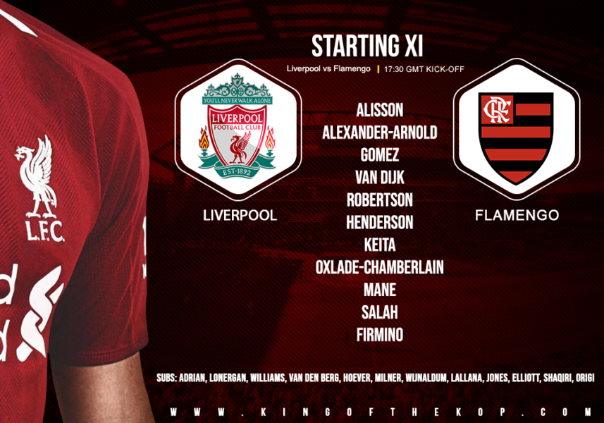 Confirmed: Liverpool team v Flamengo