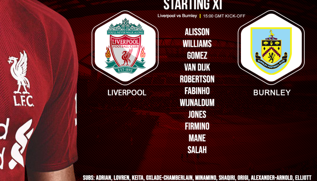 Liverpool team v Burnley Anfield 11 July 2020