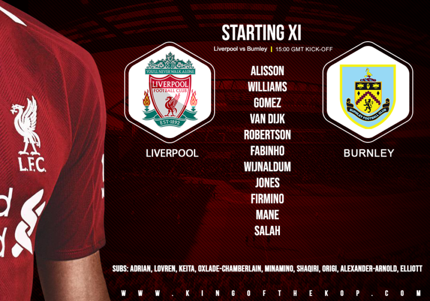 Liverpool team v Burnley Anfield 11 July 2020