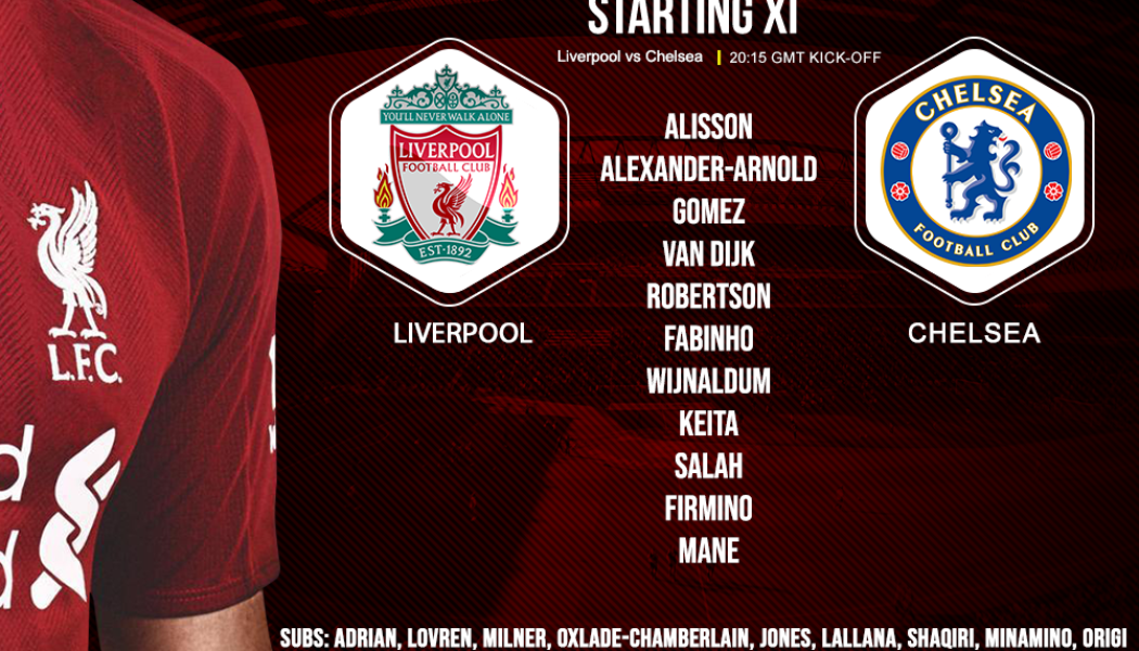 Confirmed: Liverpool team v Chelsea