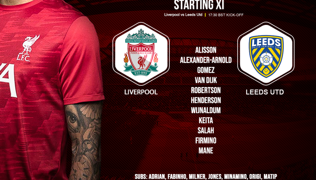 Liverpool team v Leeds United Anfield 12 September 2020