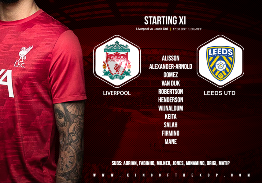 Liverpool team v Leeds United Anfield 12 September 2020