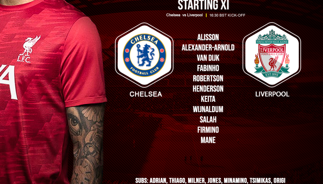 Confirmed: Liverpool team v Chelsea