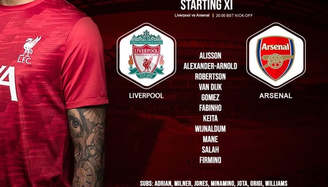 Confirmed: Liverpool team v Arsenal