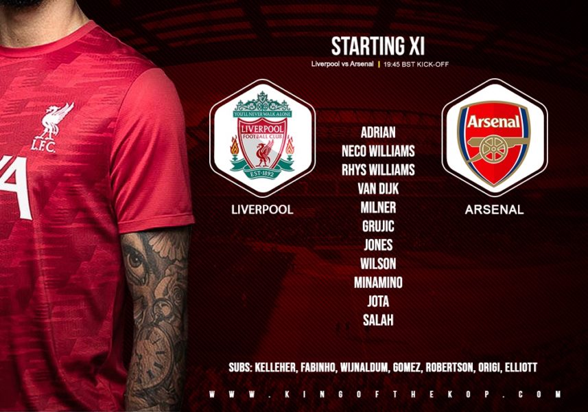 Confirmed: Liverpool team v Arsenal