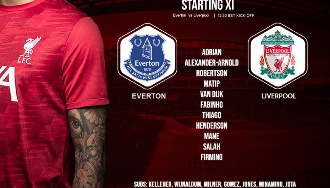 Confirmed: Liverpool team v Everton