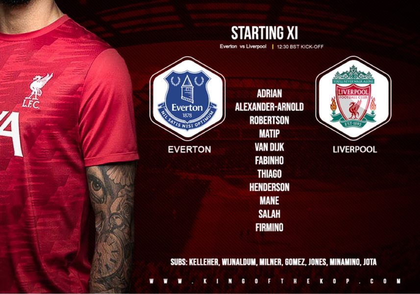 Confirmed: Liverpool team v Everton