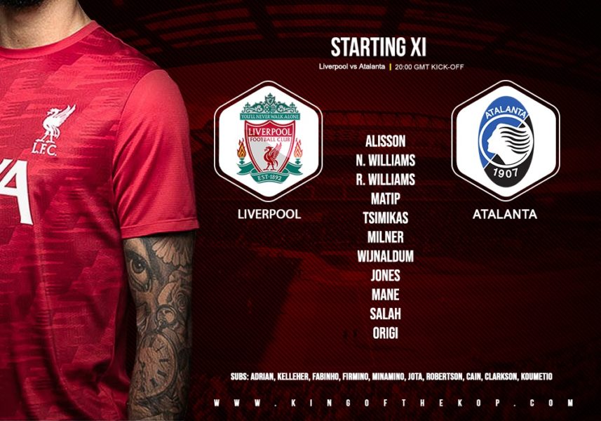 Confirmed: Liverpool team v Atalanta