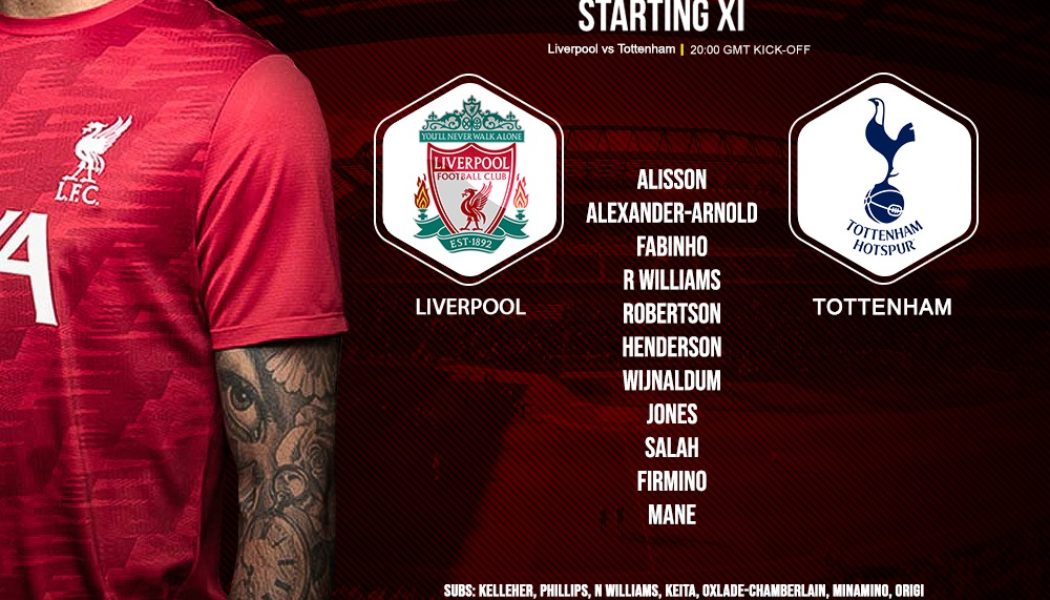 Confirmed: Liverpool team v Tottenham