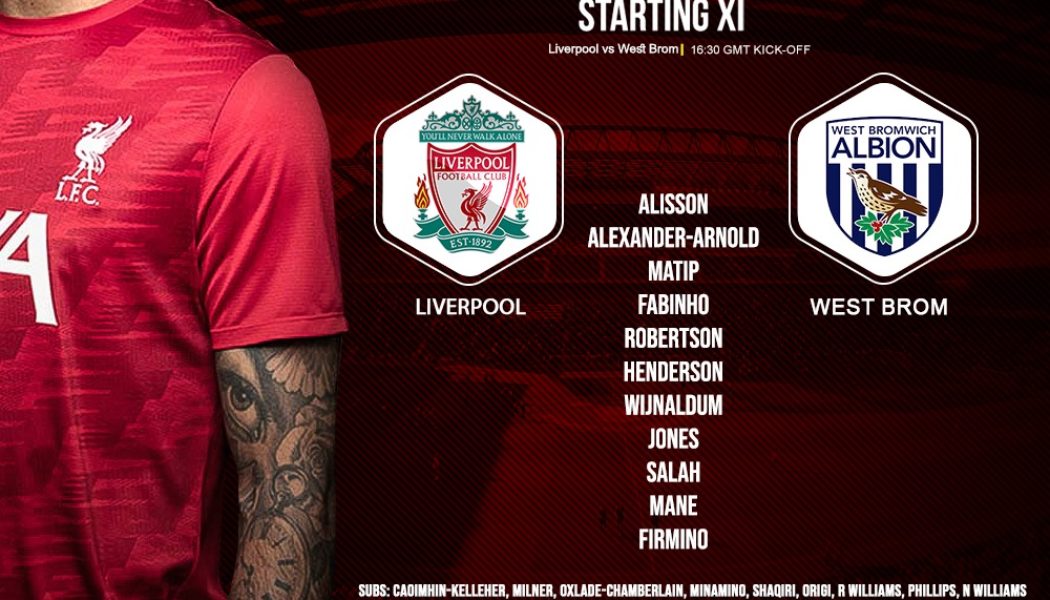 Liverpool team v West Brom 27 December 2020