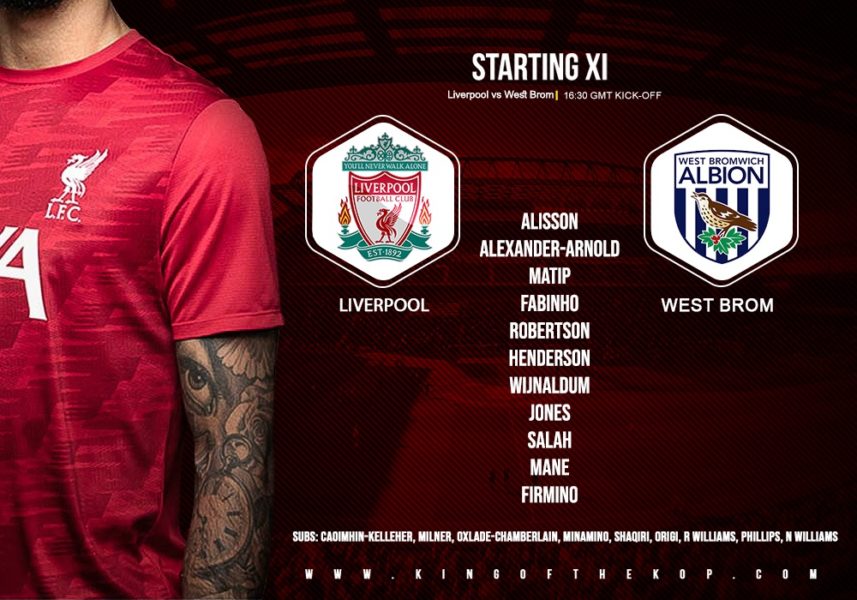 Liverpool team v West Brom 27 December 2020