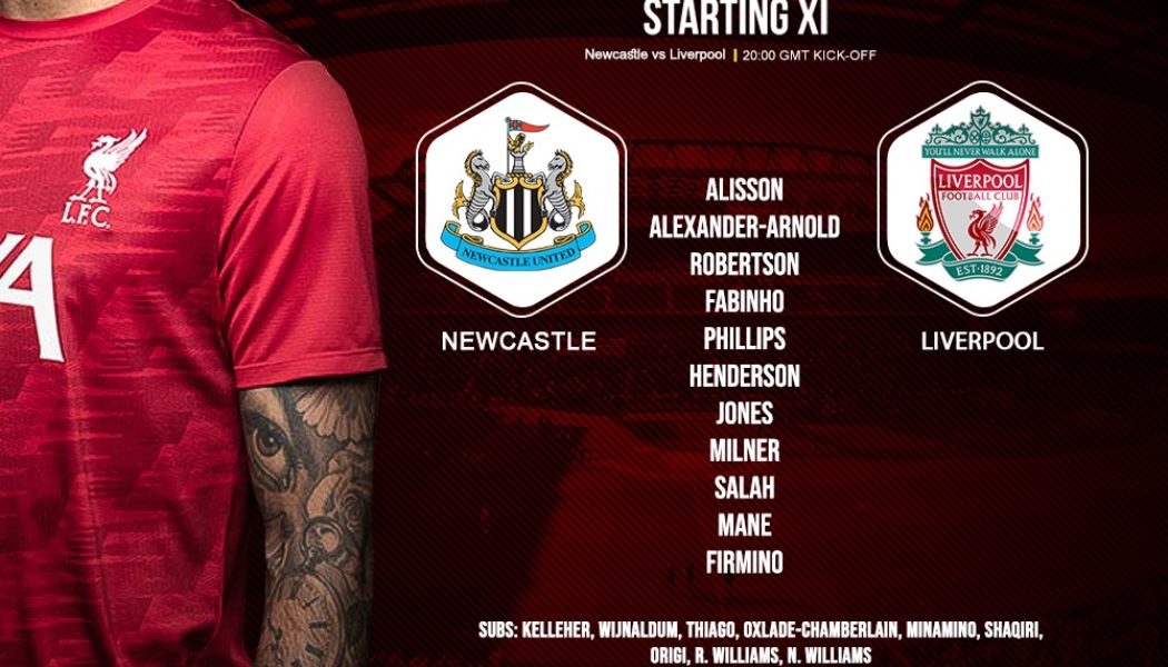 Liverpool team v Newcastle 30 December 2020