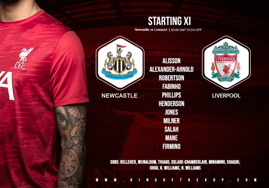 Liverpool team v Newcastle 30 December 2020