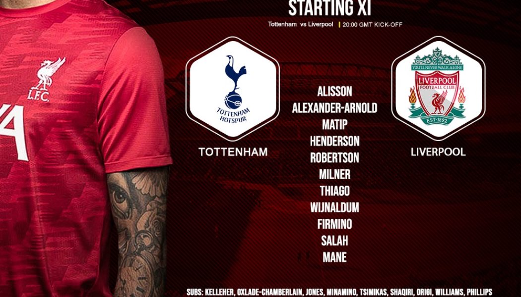 Confirmed: Liverpool team v Tottenham