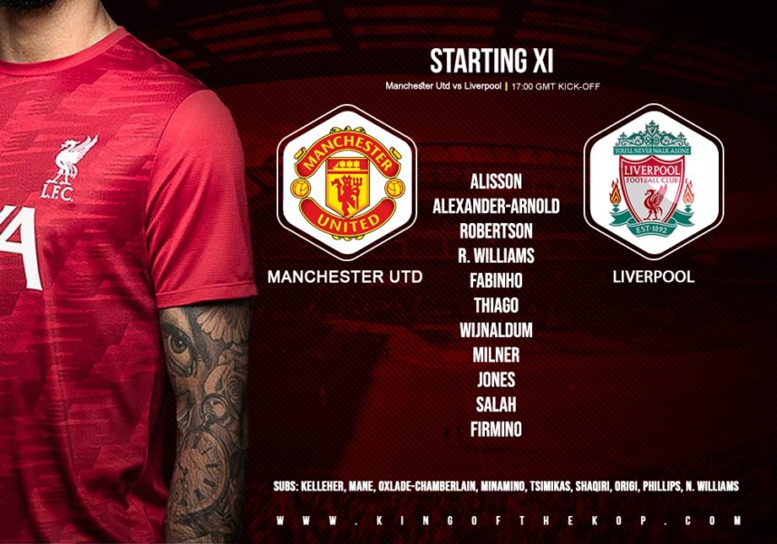 Liverpool team v Manchester United FA Cup fourth-round 24 January 2021