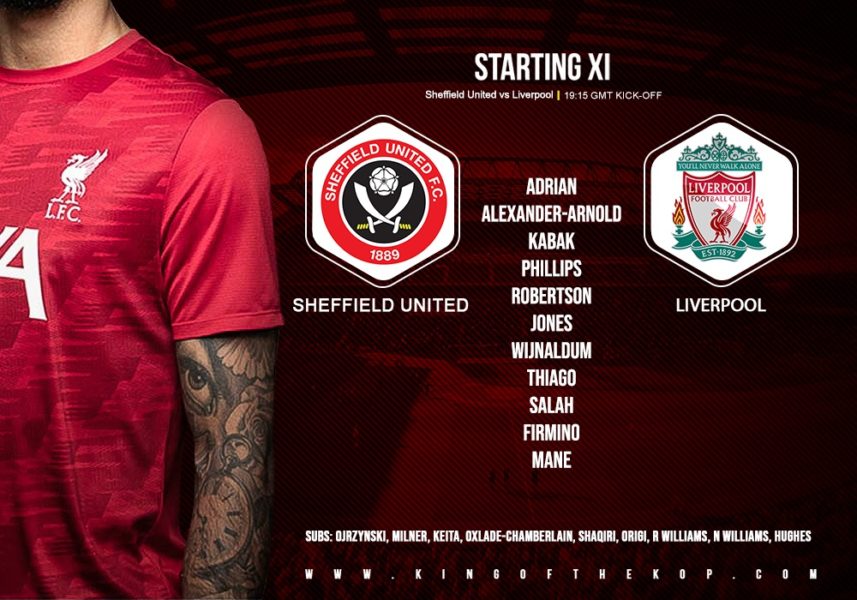 Liverpool team v Sheffield United 28 February 2021