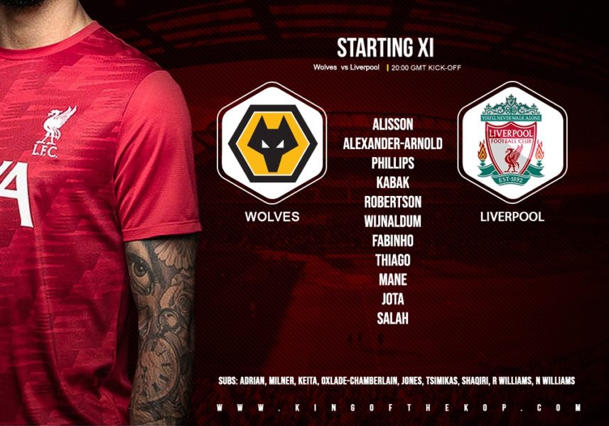 Confirmed: Liverpool team v Wolves