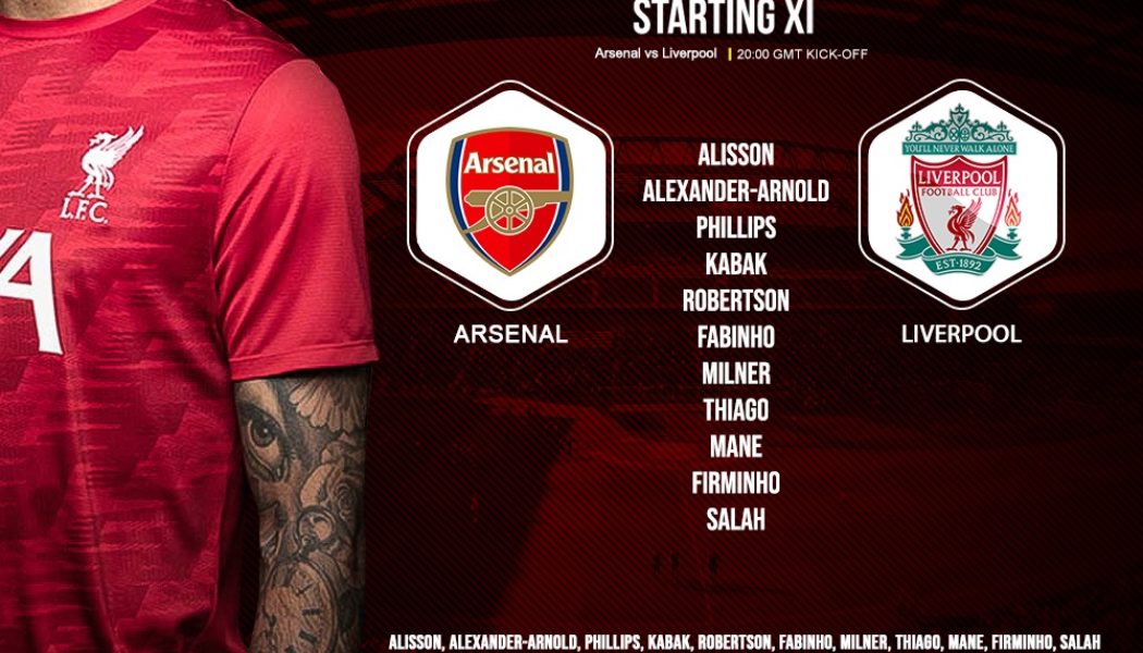 Confirmed: Liverpool team v Arsenal