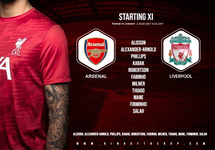 Confirmed: Liverpool team v Arsenal