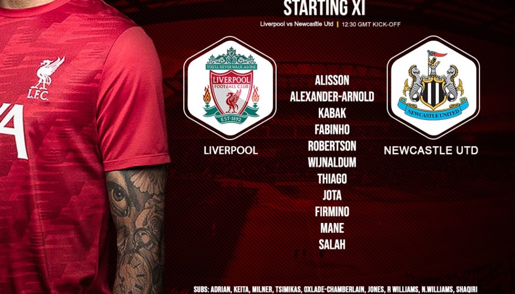 Liverpool team v Newcastle 24 April 2021