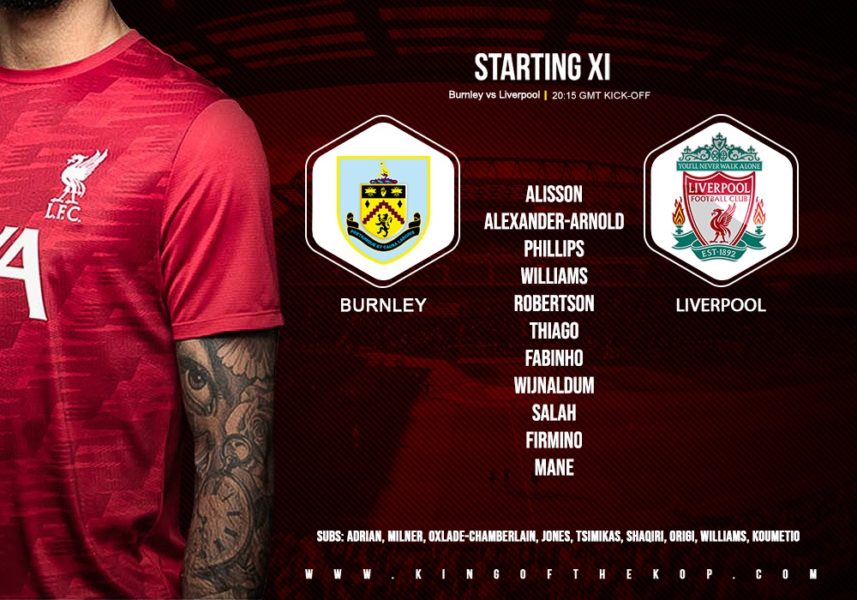 Confirmed: Liverpool team v Burnley