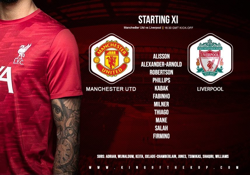 Liverpool team v Manchester United in the Premier League 2 May 2021